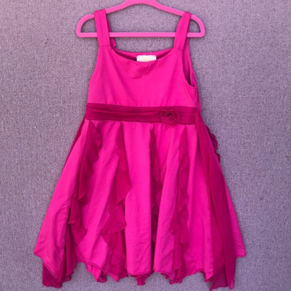 Dollie & Me fuchsia flowing ruffle‎ dress